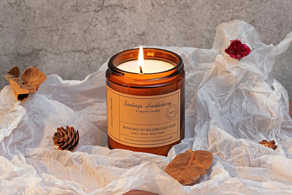 Brown Frosted Candle Jar with Aromatherapy Scent