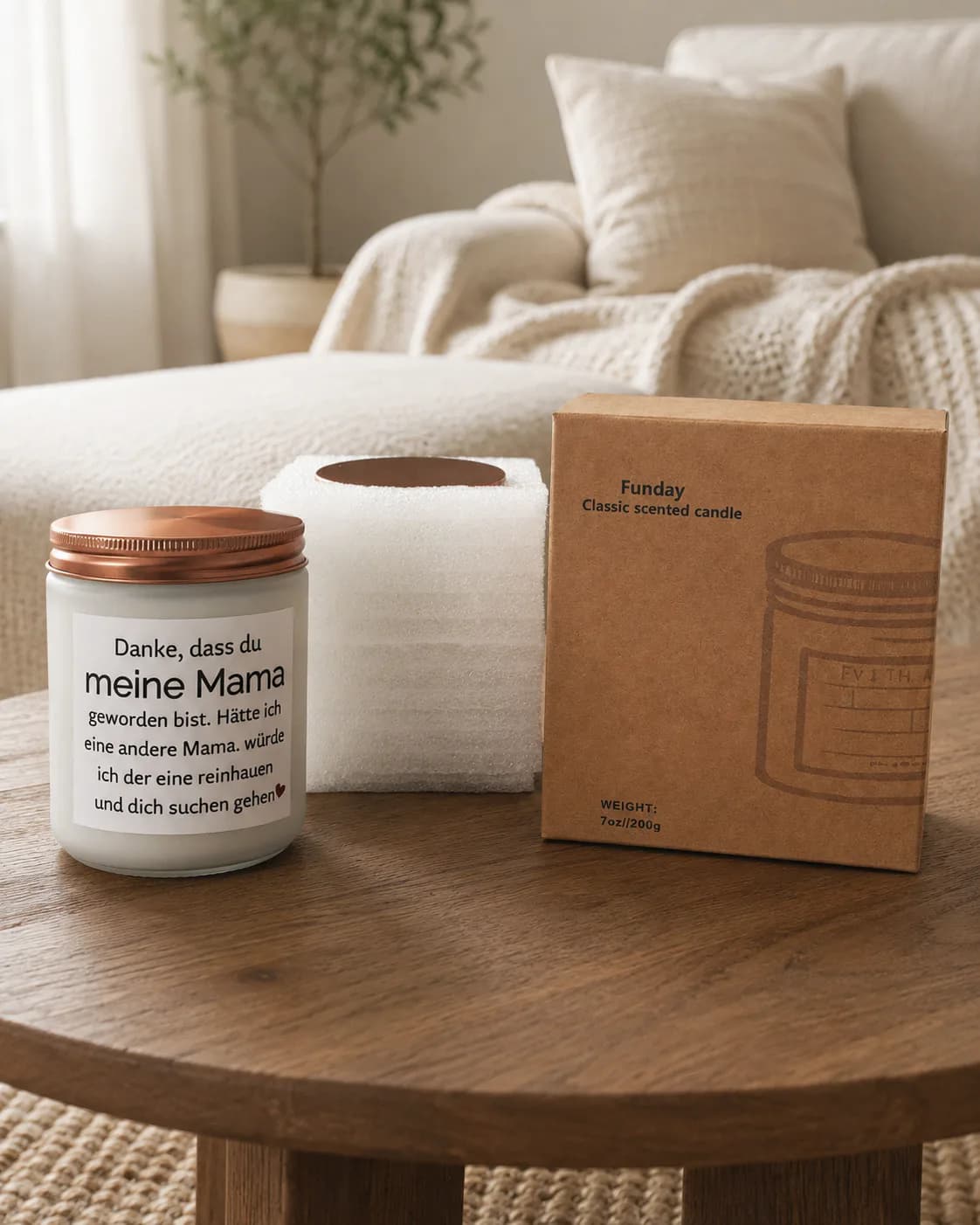 Custom Frosted Glass Soy Wax Scented Candle with Rose Gold Lid