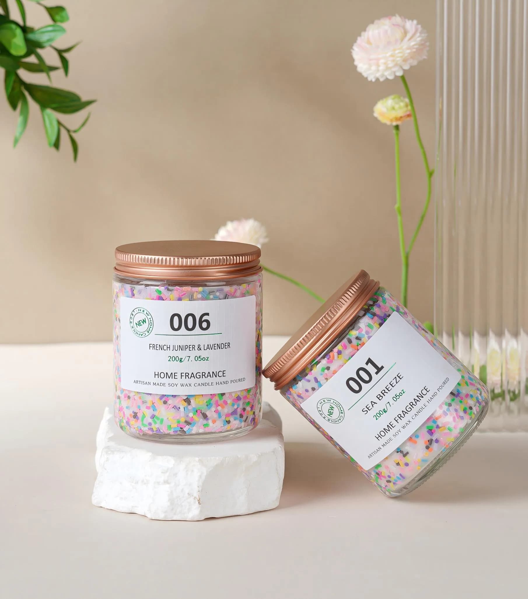 Custom Scented Soy Candle with Colored Granules - 200 g