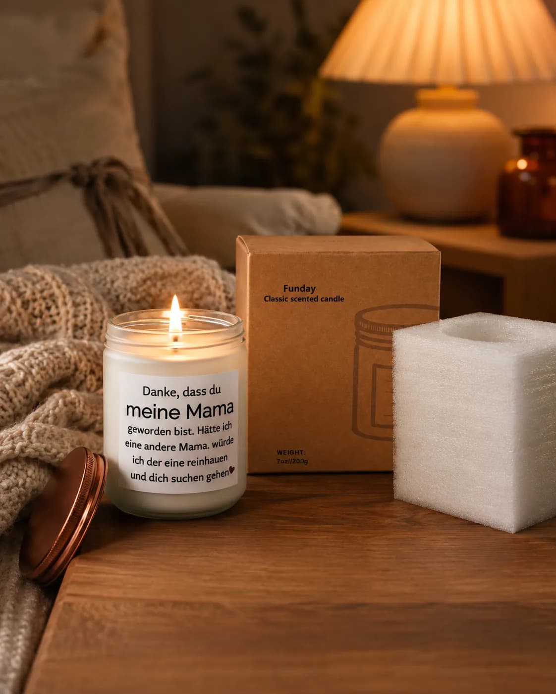 Custom Frosted Glass Soy Wax Scented Candle with Rose Gold Lid, Scented Candles product view 6 of 9