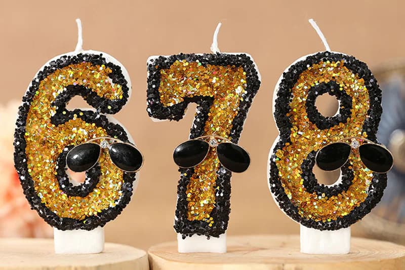 Creative black traced digital sunglasses adorn birthday candle, Birthday Candles product view 3 of 3