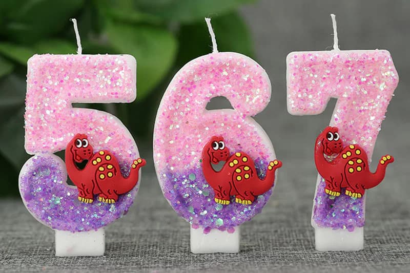 Creative cartoon red dinosaur digital birthday cake decorated candle, Birthday Candles product view 2 of 3