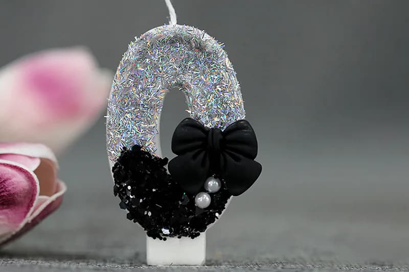 Creative digital black bow pearl decorated candle for brithday decor, Birthday Candles product view 3 of 3