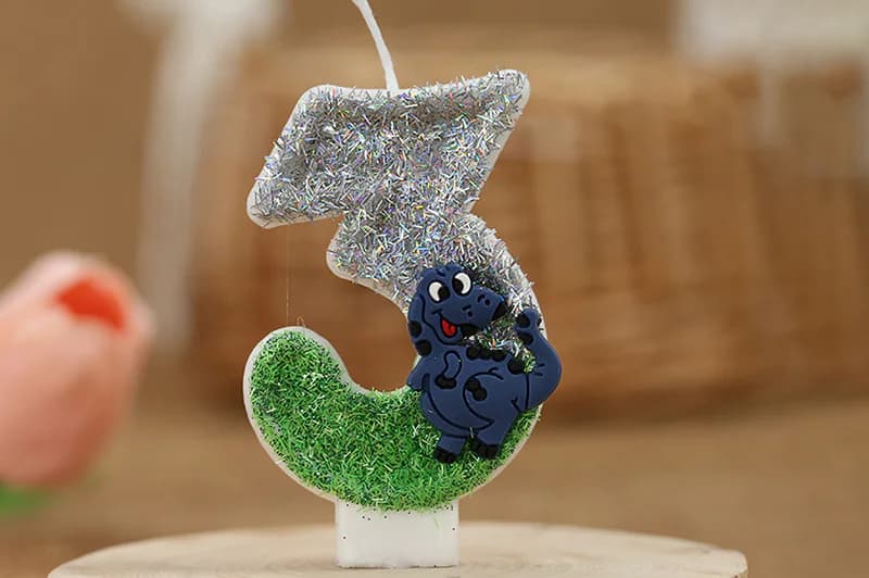 Creative digital dinosaur series boys birthday cake decoration candle