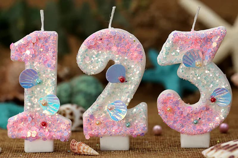 Creative digital gradient pink shell pearl birthday candle, Birthday Candles product view 2 of 3