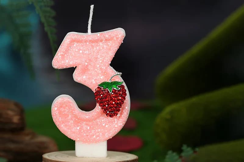 Creative digital strawberries decorated birthday candle, Birthday Candles product view 3 of 3