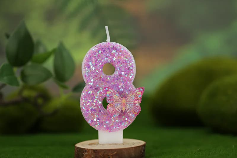 Creative fuchsia flower butterfly decorative paraffin wax digital candle, Birthday Candles product view 3 of 3