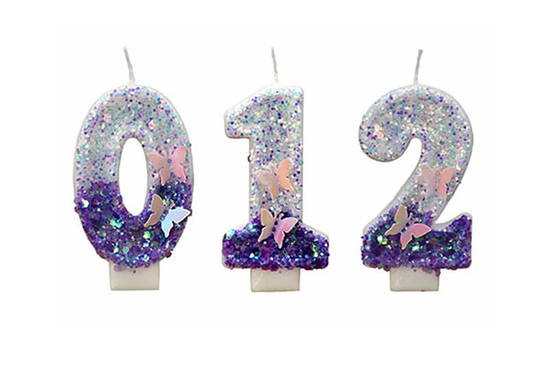 Creative gradient purple butterfly sequin embellishments decorate digital birthday candle, Birthday Candles product view 2 of 3