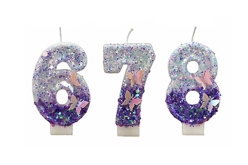 Creative gradient purple butterfly sequin embellishments decorate digital birthday candle, Birthday Candles product view 3 of 3