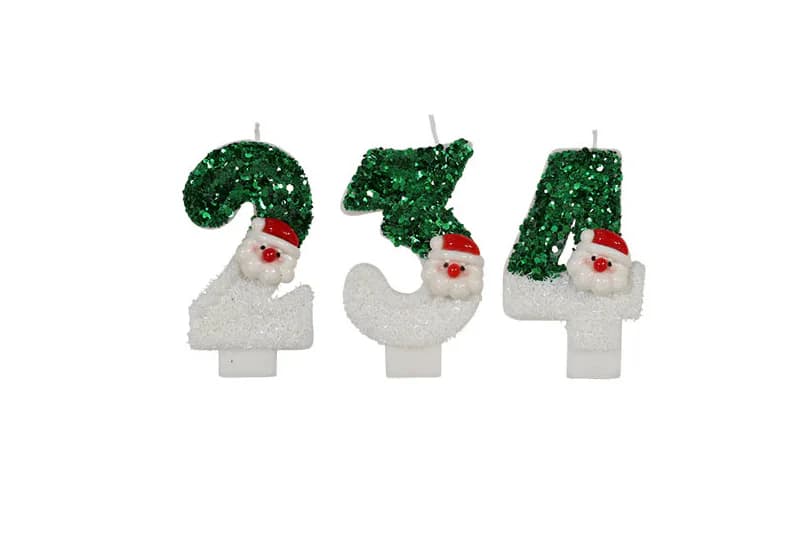 Creative Green White Santa Candle Red Hat Snowman Christmas digital candle, Birthday Candles product view 3 of 3