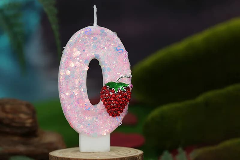 Creative light pink strawberries adorn digital birthday candle, Birthday Candles product view 2 of 3