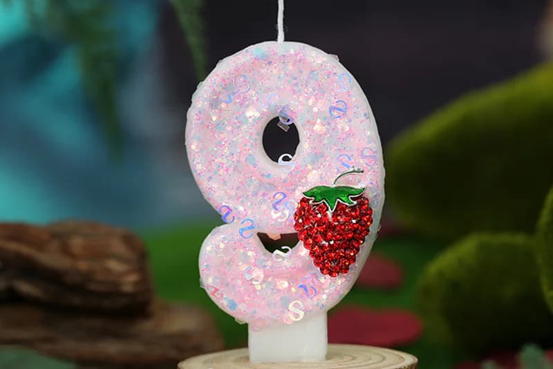 Creative light pink strawberries adorn digital birthday candle, Birthday Candles product view 3 of 3