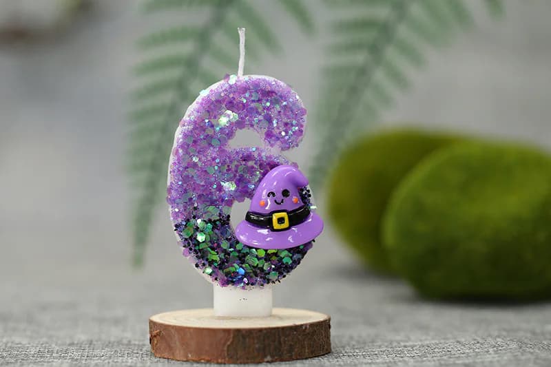 Creative novelty purple gradient hat decorated with digital candle