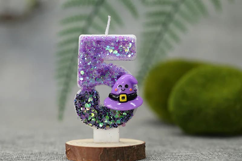 Creative novelty purple gradient hat decorated with digital candle, Birthday Candles product view 2 of 3