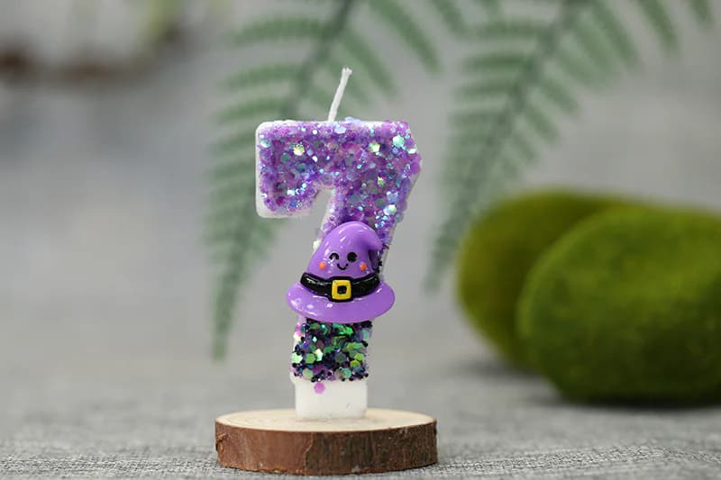 Creative novelty purple gradient hat decorated with digital candle, Birthday Candles product view 3 of 3