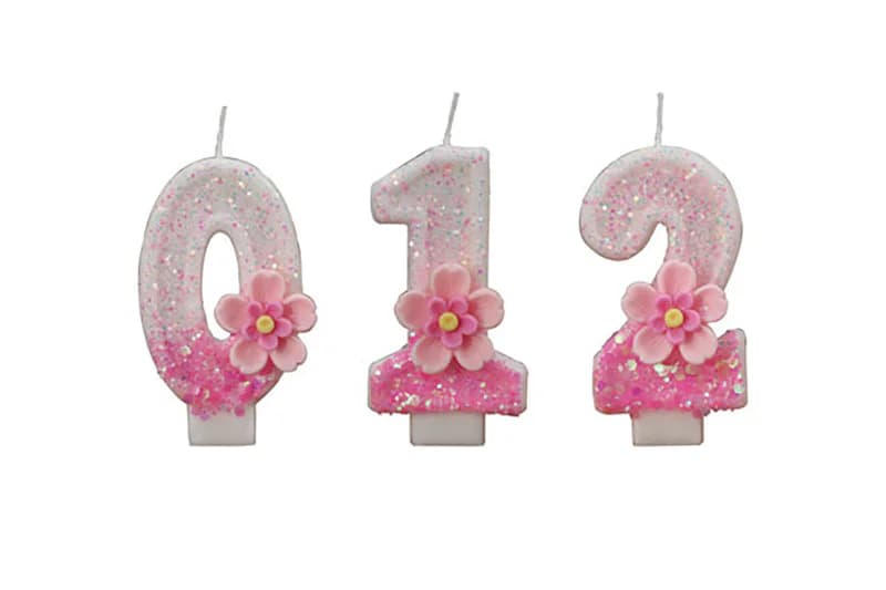 Creative pink flowers adorn digital birthday cakes decorate candle, Birthday Candles product view 2 of 3