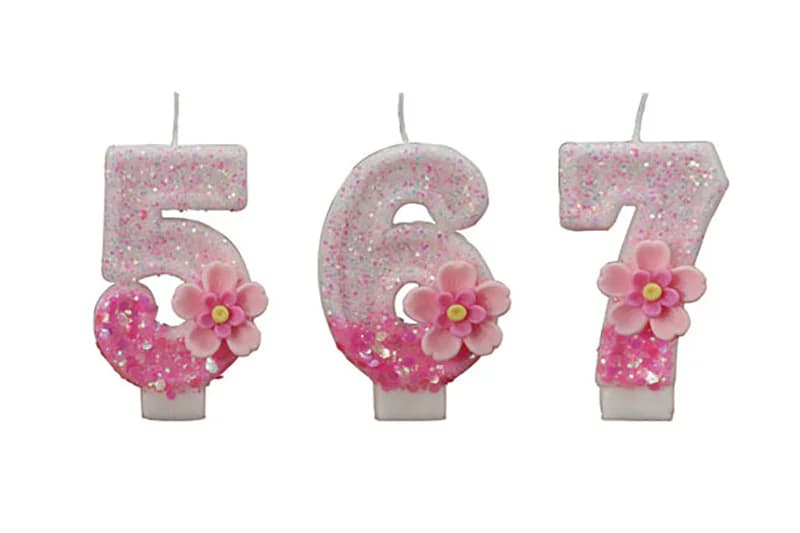 Creative pink flowers adorn digital birthday cakes decorate candle, Birthday Candles product view 3 of 3