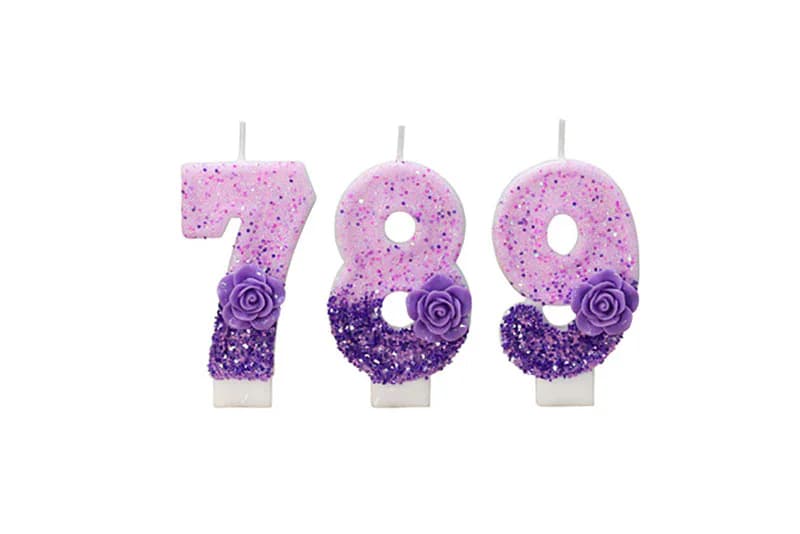 Creative purple flowers decorated with digital modeling birthday candle, Birthday Candles product view 2 of 3