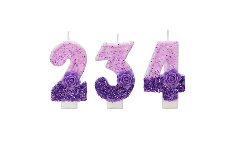 Creative purple flowers decorated with digital modeling birthday candle, Birthday Candles product view 3 of 3