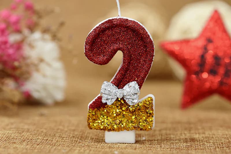 Creative red and gold bow tie number candle for birthday cake decor, Birthday Candles product view 2 of 3