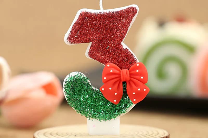 Creative red polka dot bow digital birthday cake candle, Birthday Candles product view 2 of 3