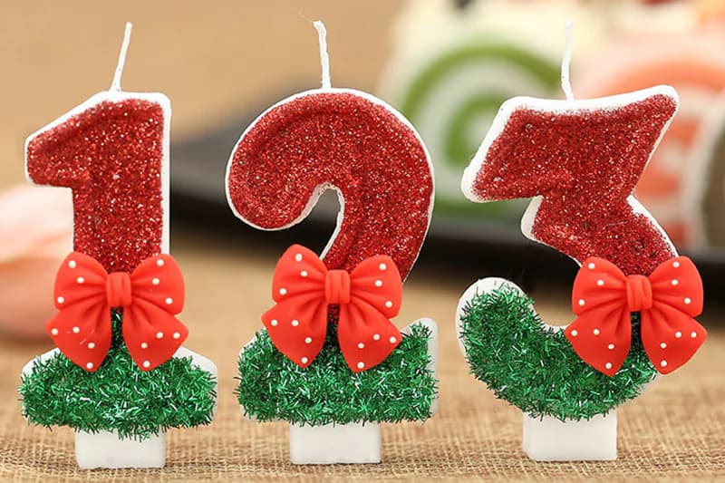 Creative red polka dot bow digital birthday cake candle, Birthday Candles product view 3 of 3