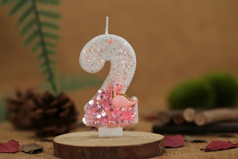 Gradated pink dinosaur decorated with digital modeling birthday candle, Birthday Candles product view 2 of 3