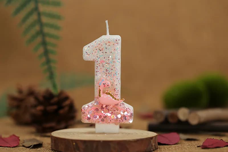 Gradated pink dinosaur decorated with digital modeling birthday candle, Birthday Candles product view 3 of 3