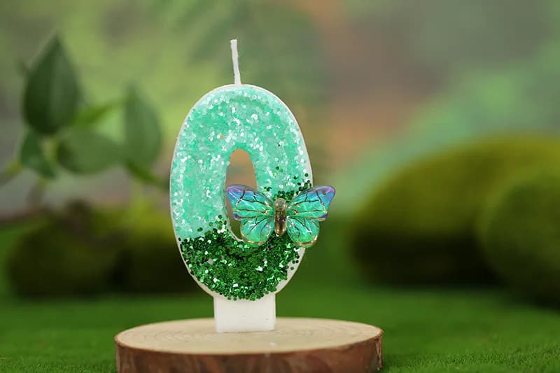 Hot-selling green and blue butterfly decorated digital birthday candle, Birthday Candles product view 3 of 3