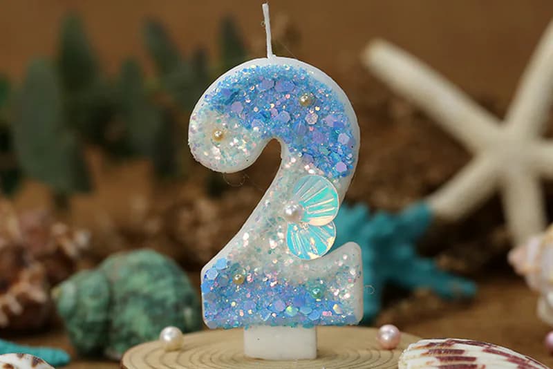 Light gradient blue Ocean series digital birthday candle for cake decor