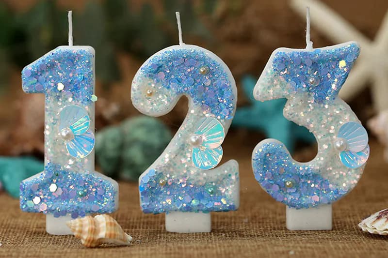 Light gradient blue Ocean series digital birthday candle for cake decor, Birthday Candles product view 2 of 3