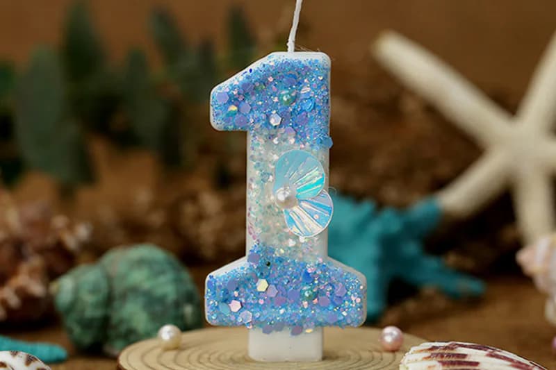 Light gradient blue Ocean series digital birthday candle for cake decor, Birthday Candles product view 3 of 3