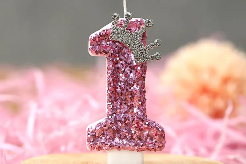 Luxury digital Princess Pink tiara decorated with birthday candle