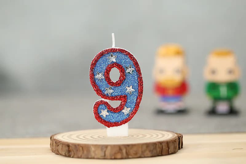 Red stroke blue bottom five-pointed star digital modeling birthday candle, Birthday Candles product view 2 of 3