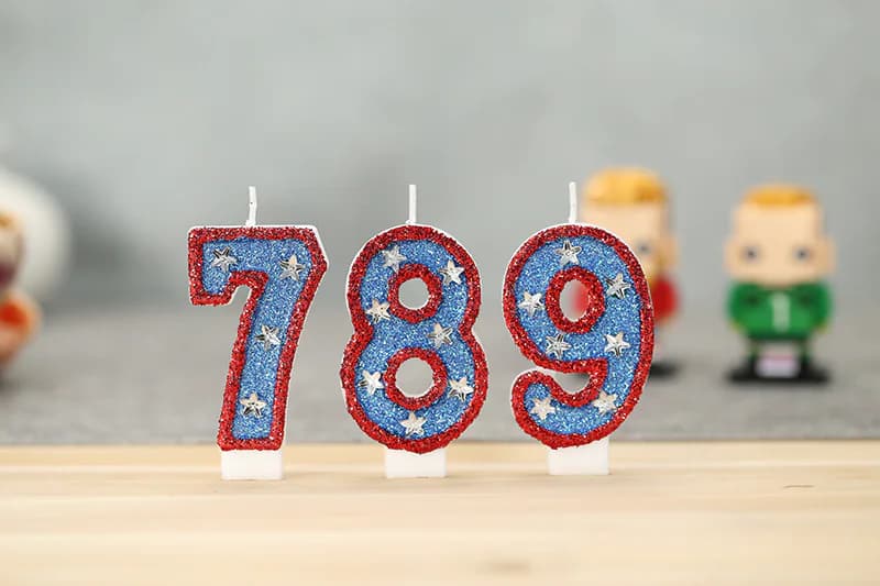 Red stroke blue bottom five-pointed star digital modeling birthday candle, Birthday Candles product view 3 of 3