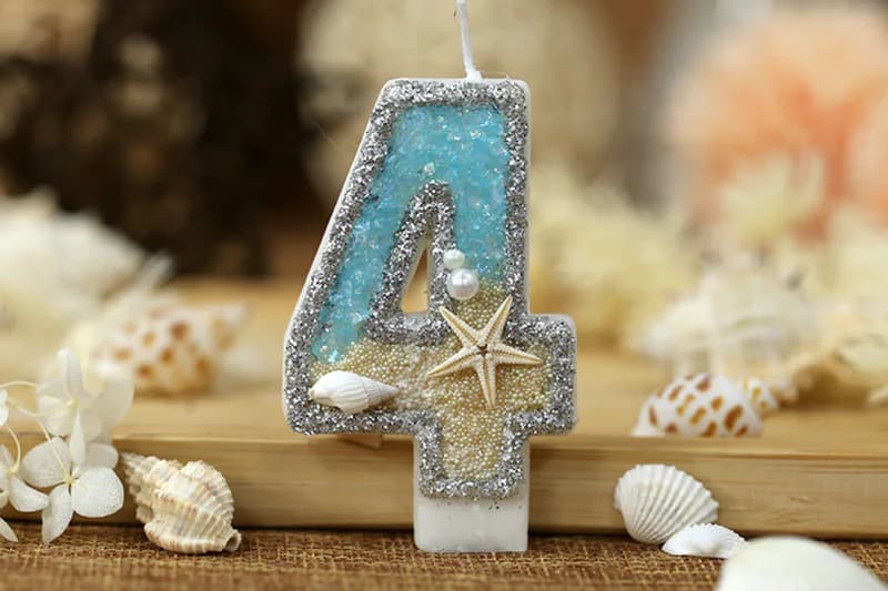 Summer beach starfish birthday cake party decorated candle, Birthday Candles product view 2 of 3