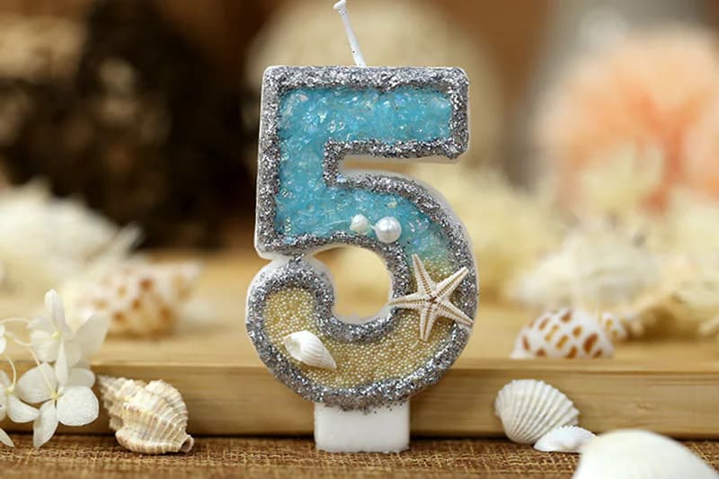 Summer beach starfish birthday cake party decorated candle, Birthday Candles product view 3 of 3