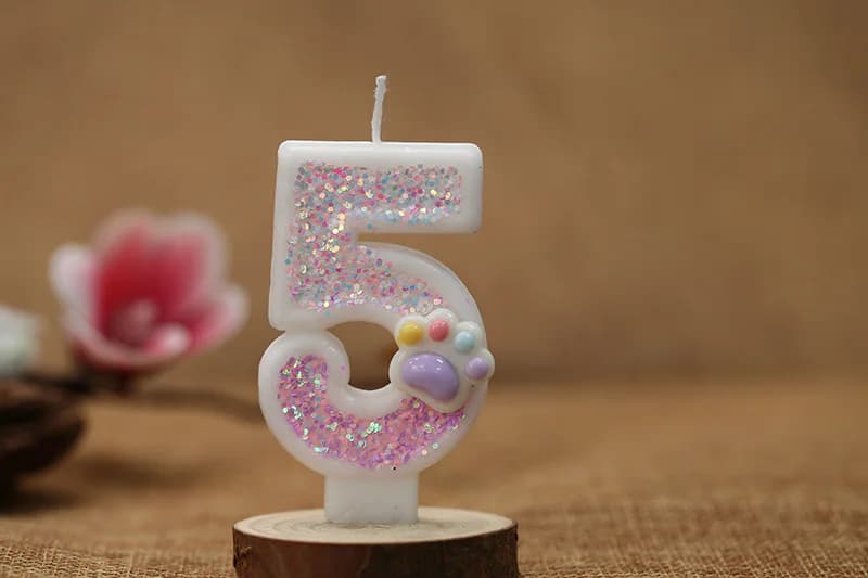 Sweet and cute pink bear PAWS embellished with digital candle, Birthday Candles product view 2 of 3
